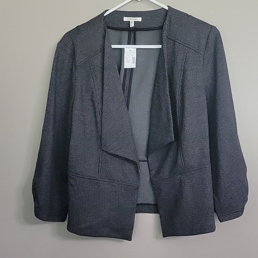 Maurices Black And Grey Checked Cropped Jacket Size L